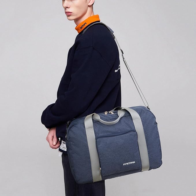 For Spirit Airlines Personal Item Bag 17.7x12.6x6.3 Foldable Travel Duffel Bag Underseat Carry-on Luggage for Women and men 25L(Navy Blue)