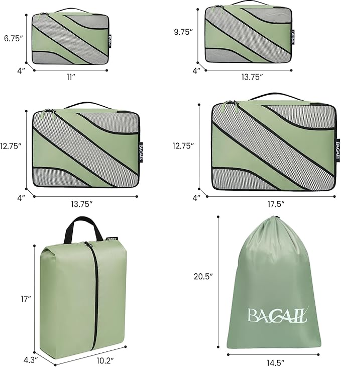 BAGAIL 6 Set Packing Cubes,Travel Luggage Packing Organizers