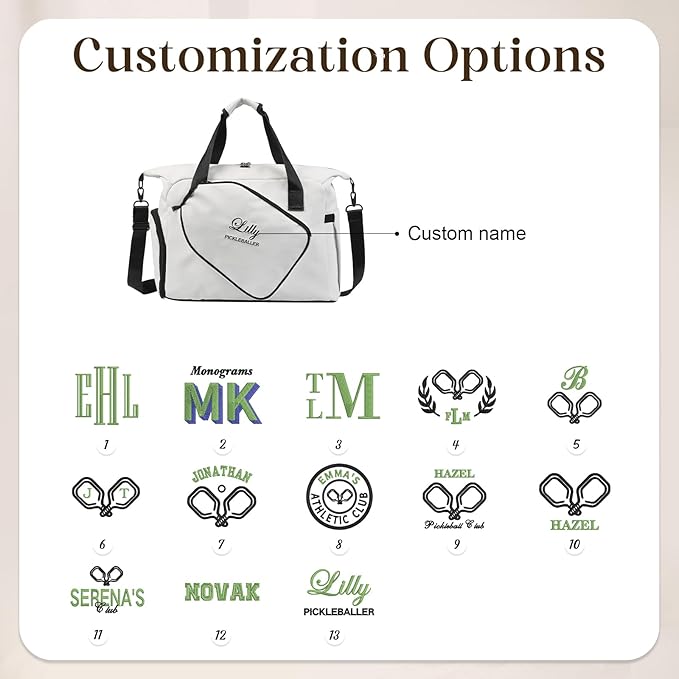 Personalized Duffel Bag Custom Sport Gym Travel Bags Embroidered Name Text Customized Dry Wet Separated Weekend Waterproof Bag for Women Men (D-White)