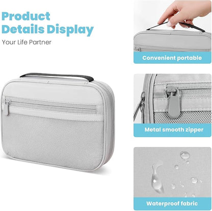 Electronics Organizer Bag, Portable Cable Organizer Case Travel Electronic Accessories Storage Case - Travel storage bag for Cables, Chargers, Phone, SD Cards - Grey