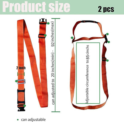 Luggage Straps Suitcase Belts Wide Adjustable Packing Straps, Heavy Duty Strap, 2 PCS 92",Carry on Both Shoulders,2 People by Hand or Shoulder,Moving Box Straps.Orange