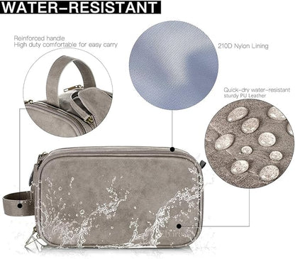 Elviros Toiletry Bag for Men, Large Travel Shaving Dopp Kit Water-resistant Bathroom Toiletries Organizer PU Leather Cosmetic Bags