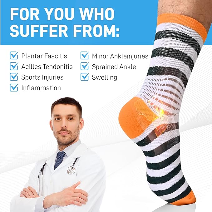 IRAMY Crew Compression Socks Ankle Support Moisture Wicking Plantar Fasciities Pain Relief 3 Packs