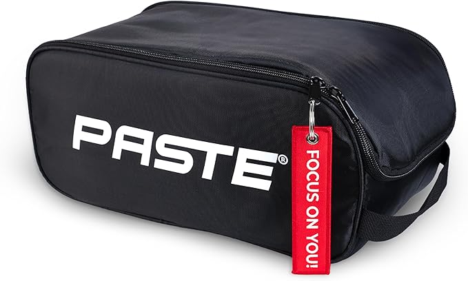 PASTE Shoe Bag Black - Waterproof Shoe Carrying Bag with Zipper for Men, Women - Ideal for Gym, Sneaker, Golf, Football, Soccer, Tennis, Bowling, Basketball, Dance Shoes - Organizer, Shoe Cover
