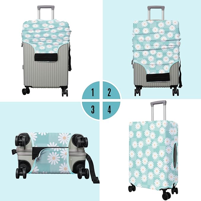 Travel Luggage Cover Suitcase Protector Fits 18-32 Inch Wheel Covers PatternedTravel Related Items Flower Luggage Protector Elastic M