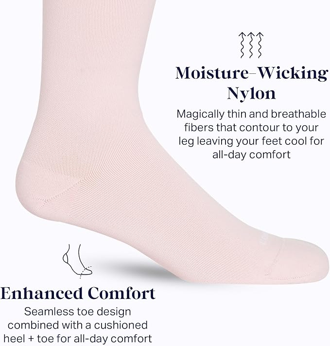 Comrad Nylon Knee High Socks - 15-20mmHg Graduated Compression Socks - Soft & Breathable Support Unisex Socks