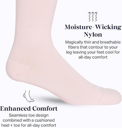 Comrad Nylon Knee High Socks - 15-20mmHg Graduated Compression Socks - Soft & Breathable Support Unisex Socks