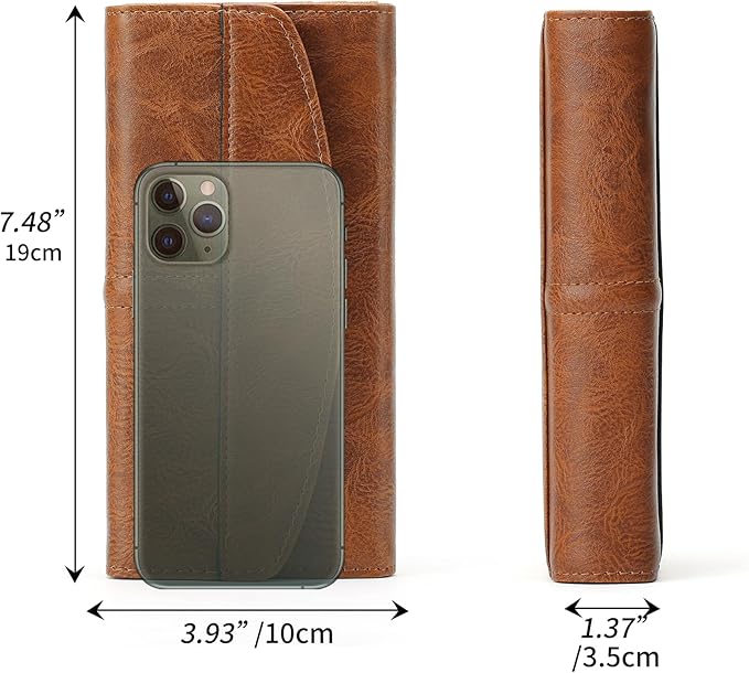 RFID Blocking Genuine Leather Wallet for Men and Women Large Capacity Phone and Credit Card Holder Organizer Purse (Light Brown)