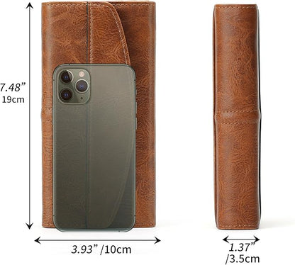 RFID Blocking Genuine Leather Wallet for Men and Women Large Capacity Phone and Credit Card Holder Organizer Purse (Light Brown)