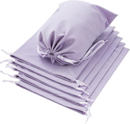 6 Pack Shoe Dust Bags, Velvet Drawstring Luxury Storage Bags for Shoes, Purses, Handbags & Cosmetics - Thick Dustproof Reusable Travel Organizer & Gift Pouch (Purple, 12 × 16 inches)