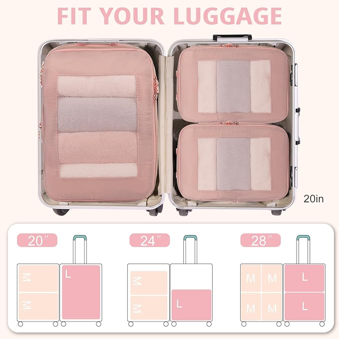 Expandable Double-Sided Compression Packing Cube，3 Set Lightweight Double Deck Organizer Bag Carry on Luggage Backpack Suitcases，Women Travel Accessories for Separate Clean and Dirty Clothes