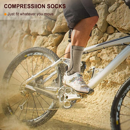 BULLIANT Compression Socks for Men 6Pairs, Athletic Crew Socks Cushioned For Men Sports Running-Arch Support