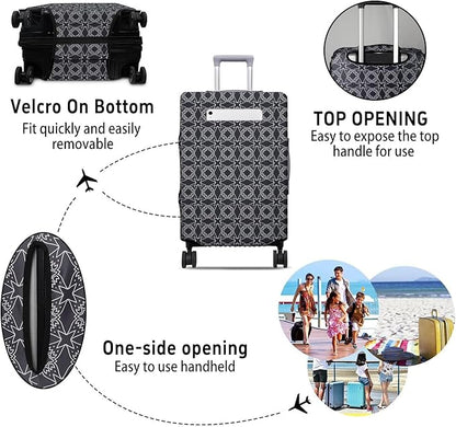 Black Sanskrit Travel Luggage Cover, Travel-Themed Suitcase Protector Stretchable, Washable Travel Suitcase Cover (L for 25-28 Inch Luggage)