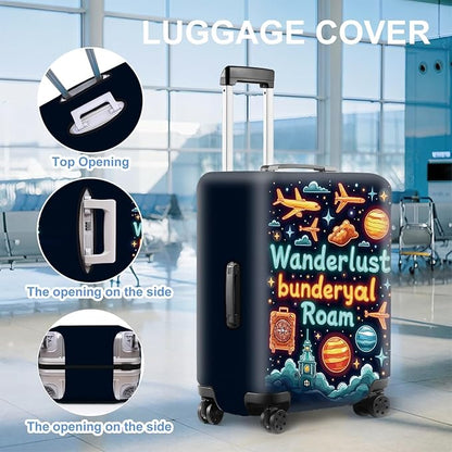 World Map Luggage Cover – Stylish and Durable Travel Suitcase Protector for Wanderlust Enthusiasts and Globe-Trotters, Fits 32"-34" Suitcase,XL