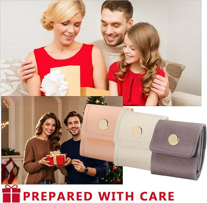 3PCS Mini Travel Jewelry Bag Travel Jewelry Roll Bag with Buckle Foldable Multi Functional Travel Jewelrys Pouch with Buckle Small Jewelry box for Earrings, Rings, Necklaces