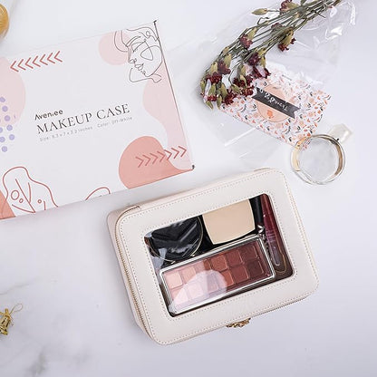 Aveniee Clear Makeup Bag Organizer,Large Travel Toiletry Bag for Women, Waterproof Cosmetic Pouch with Zippers,Car Organizers and Storage Case for Accessories,White