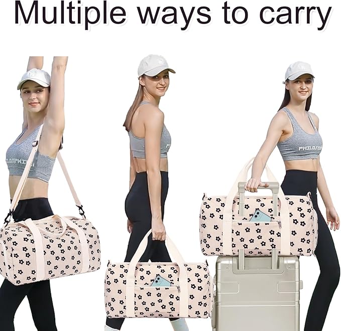 BLUBOON Duffle Bag Girls Kids Cute Gym Bag with Shoes Compartment & Wet Separation Waterproof Sports Overnight Travel Bag