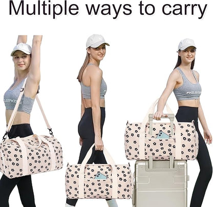 BLUBOON Duffle Bag Girls Kids Cute Gym Bag with Shoes Compartment & Wet Separation Waterproof Sports Overnight Travel Bag