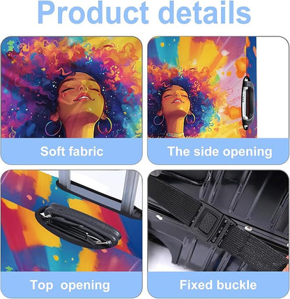 Luggage Cover Washable Suitcase Protector Anti-scratch Suitcase cover Fits 20-34 Inch Luggage (Girl-1, S(20-22inch suitcase))