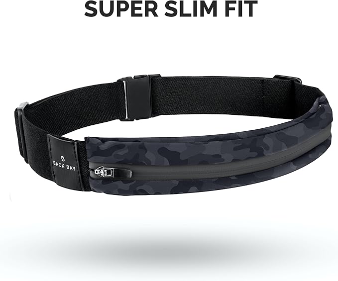 Back Bay Slim Running Belt for Women & Men [Fits ALL Phones], Runners Fanny Pack for Men, Money Belt, Running Gear Gift, Waist Bag Workout Gear, iPhone Runner's Phone Holder Waist Pack