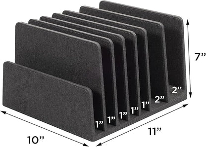 MobileVision Executive Dark Gray Device Organizer for Smartphones, Tablets and Laptops, 7 Slots with Extra Wide Slots for Laptops