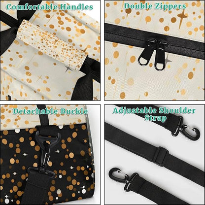 Personalized Kids Sports Duffel Bag with Name Custom Weekender Overnight Bag for Boys Girls Gym Bag Travel Dance Gymnastics Duffel Bag, Golden Glitter Black Shiny