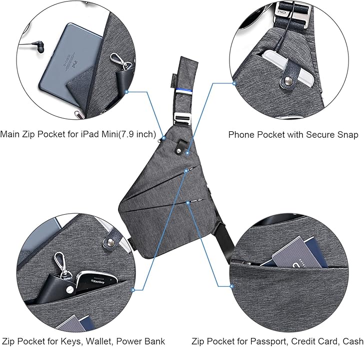 NIID Sling Bags Mens Lightweight Crossbody Chest Casual Daypack Anti-theft Water Resistant Shoulder Backpack