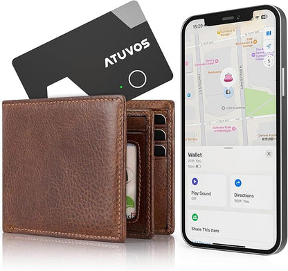 ATUVOS Rechargeable Wallet Tracker Card, Slim 1.6mm Smart Air Tag Card Works with Apple Find My (iOS Only), Bleuooth Item Locator for Purse/Luggage/Bags/Passpoart, IP67 Waterproof, Wireless Charging