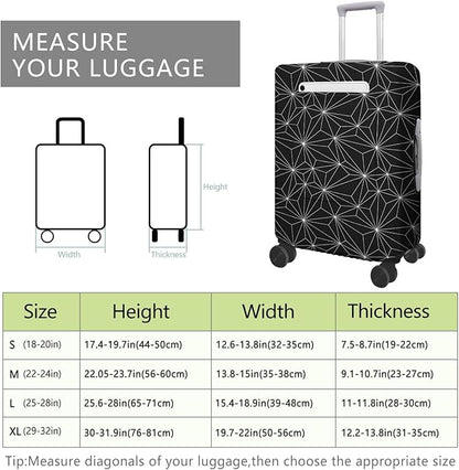 Black Polygonal Travel Luggage Cover, Travel-Themed Suitcase Protector Stretchable, Washable Travel Suitcase Cover (S for 18-20 Inch Luggage)