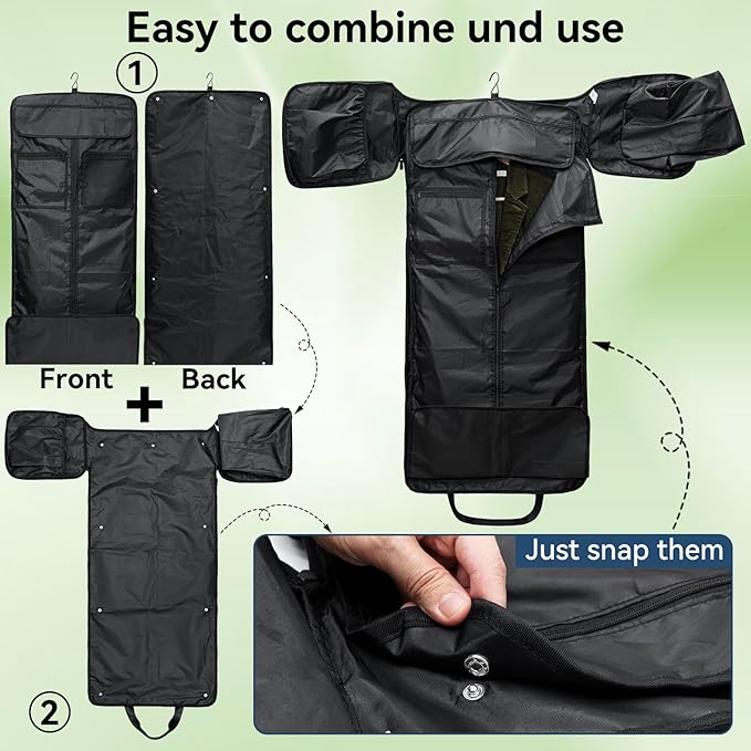 GARPROVM Garment Bags for Travel, 4 in 1 Convertible Garment Duffle Bags with Separated Suit Bag Shoe Compartment, Waterproof Carry On Luggage Bag Backpack Weekender Bag for Short Trip, Navy