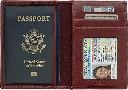 Personalized Monogrammed Merlot Leather RFID Passport Wallet and Luggage Tag