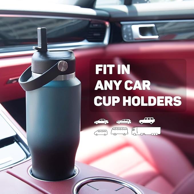 32oz Water Bottle Insulated with Straw,Leak Proof Water Bottles，Mens Water Bottle Stainless Steel for Gym,Hiking,Travel，Sport,1 Liter,Bpa free