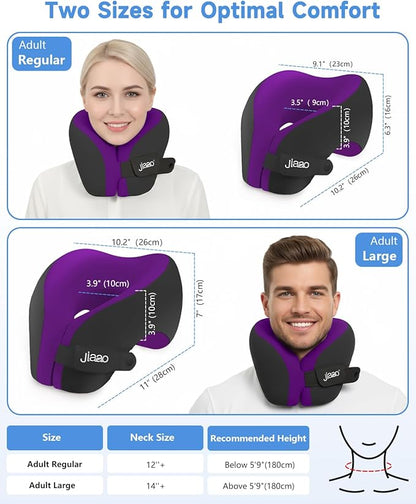 Upgraded Neck Pillow Airplane, Memory Foam Travel Neck Pillows for Long Flight, 3D Eye Masks, Ear Plugs and Portable Drawstring Bag, Napping Pillow for Home, Road Trips, Sleep Rest and Travel Use