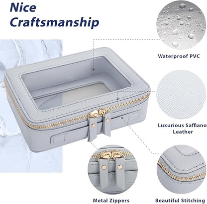 Aveniee Clear Makeup Bag Organizer,Large Travel Toiletry Bag for Women, Waterproof Cosmetic Pouch with Zippers,Car Organizers and Storage Case for Accessories,Blue