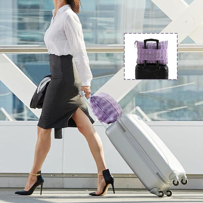 SOCHOW Travel Blanket for Airplane Train and Car, Soft Travel Blanket or Pillow 2 in 1 Compact with Portable Bag Pillowcase, Flight Blanket with Luggage Sleeve and Backpack Clip, Dusty Purple