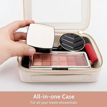 Aveniee Clear Makeup Bag Set (2-Piece Mini & Midi) - Travel Toiletry Organizer for Women, Waterproof Cosmetic Pouch & Car Accessory for Travel Size Toiletries, White