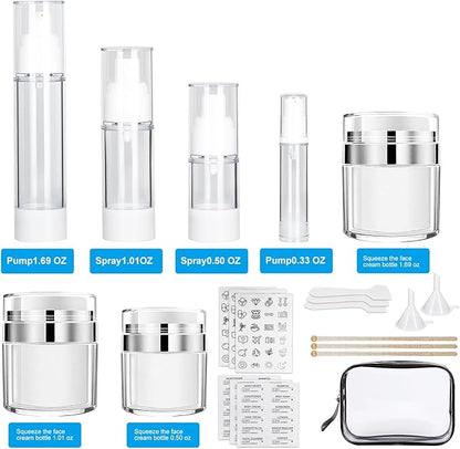 30 Pack TSA Approved Skincare Empty Travel Bottles, 1.7/1/0.7/0.34oz Refillable Travel Size Containers, Leak-Proof Toiletry Bottles for Skincare and Creams, Lotion, Eye Cream, Liquid, Foundation