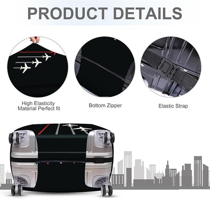 ANNA QUEEN Flight Pattern Luggage Cover, Airplane Travel Luggage Protector, Stretchable, Washable Sleeve for 20-34 Inch Luggage