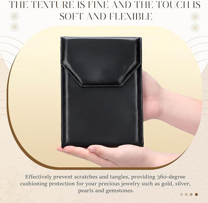 Kigeli 4 Pcs PU Leather Necklace Jewelry Display Folder 8x6 Inch Large Travel Jewelry Case Christmas Necklace Organizer Gifts for Woman