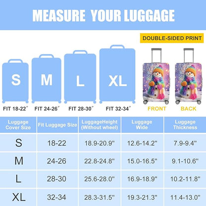 Colorful Snowman Luggage Cover – Christmas Suitcase Protector, Stretchable Waterproof Travel Luggage Sleeve,XL