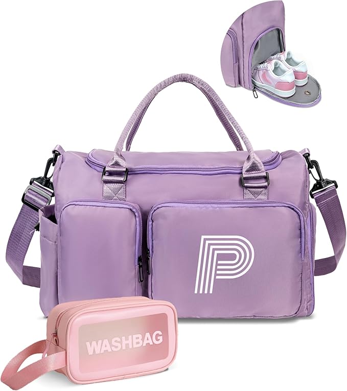 Initial Duffle Bag for Girls, Kids Duffel Bag, Overnight Bag Sleepover Bag Gifts for women, Birthday Gifts for 8 9 10 11 12 13 14 15 16 17 18Year Old Girls