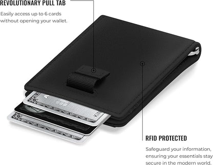 Kings Loot Trackable Airtag Wallet for Men | RFID Blocking Leather Design with Airtag Holder, Money Clip & Pull Tab | Minimalist Air Tag Wallets