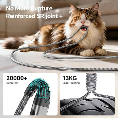 2Pack USB C to USB C Cable, 10FT 100W Fast Charging Cable, 5A Type C Charger Cord Nylon Braided, Anti - Slip USB C Cord Compatible with i Phone 17 16 15 Pro Max, Samsumg G Alaxy, i Pad- Grey