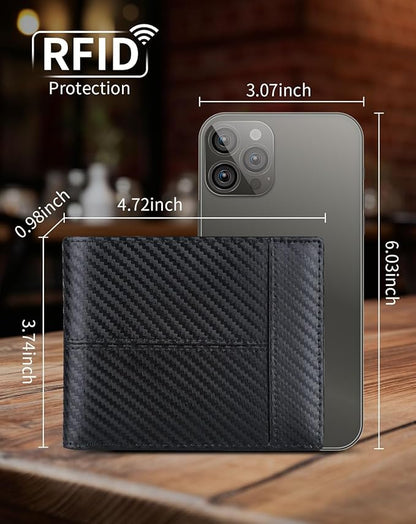 Swallowmall Leather Wallet for Mens Genuine Leather RFID Blocking Bifold Wallets with 1 ID Windows 15 Card Slots