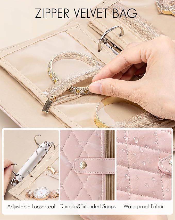 Vlando Jewelry Box for Girls Women,Travel Jewelry Case Organizer,Display Portability Jewelry Storage Bag for Gem Diamond Necklaces Rings Earrings Bracelets Punk