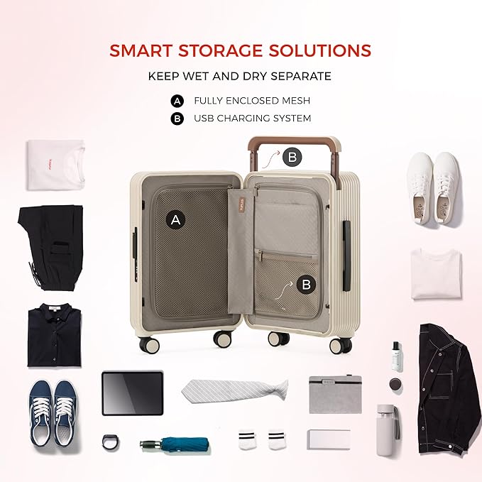 TUPLUS Suitcase ABS Hard Shell Luggage with 4 Spinner Wheels Hold Check in Travel Case, Balance Series