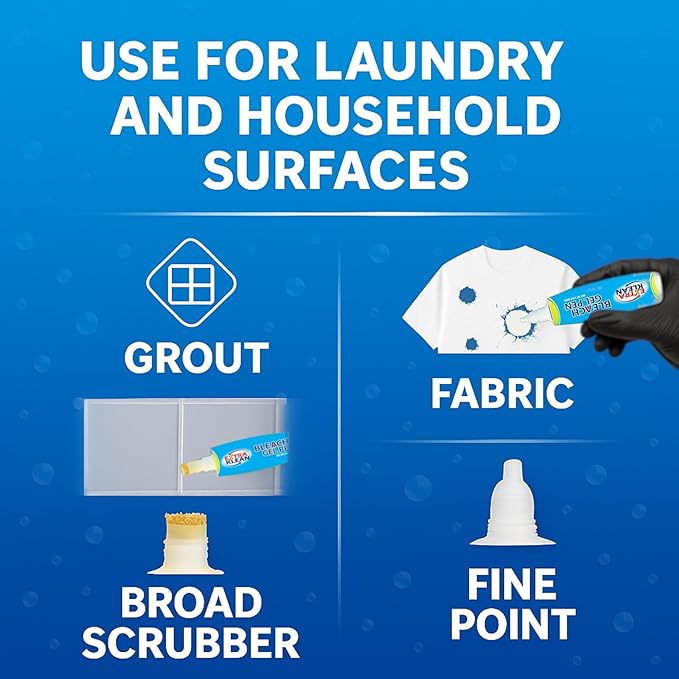 Bleach Gel Pen – Double-Ended Stain Remover Pen for Clothing, Instant Spot Cleaner for Clothes, Travel Size Bleach Pen for Whites & Laundry (2 Pack)