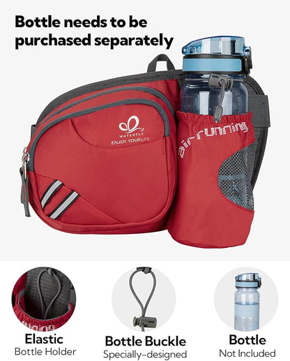 WATERFLY Fanny Pack Waist Bag: Waist Pack for Women Men with Water Bottle Holder Hiking Fanny Pack for Running Walking DogWalking Travel Cycling