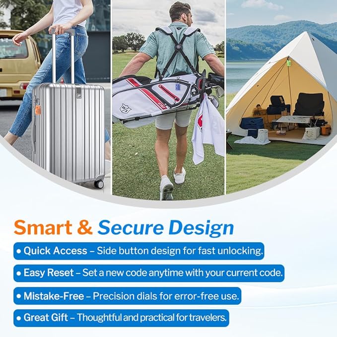 Forge TSA Approved Luggage Locks 4 Digit Combination TSA Travel Locks with TSA008, Open Alert Indicator, Zinc Alloy Body for Luggage, Suitcase, Backpack, and More. Orange 2 Locks.