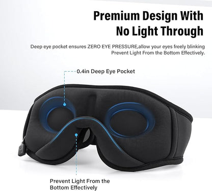 Sleep Mask with Bluetooth Headphones,3D Sleep Mask Wireless Music Eye Mask for Side/Supine Sleepers, with Slim Stereo Speakers,Bluetooth Sleep Headphones,Perfect for Sleeping,Gifts for Women/Men Grey
